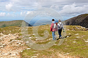 Two hikers walking on Snowdonia
