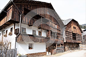 Two historic , listed buildings in the harmlet Fodora. South Tirolia