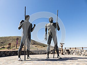 The two historic native kings of a Canary Island as statue.