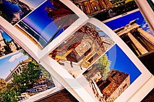 Two holiday photo albums with picture of greece