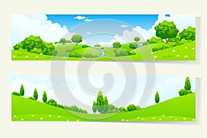 Two Horizontal Banners with Nature Landscape