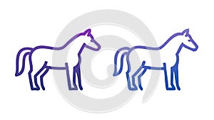 Two Horses Animals Outline Icon, Pair, Equestrian, Nature, vector design Generative AI photo