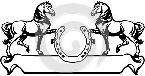 Two of horses and horseshoe