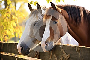 two horses nuzzling