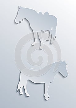 Two horses silhouettes in paper effect