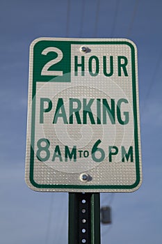 Two Hour Parking Sign