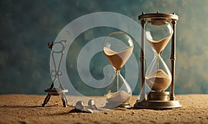 hourglass and small on table