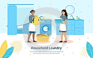 Two house servants doing the household laundry