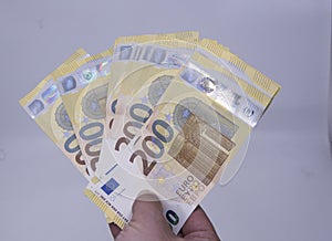 two hundred euro banknote, business and finances