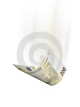 Two hundred euro bill isolated on white