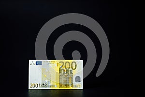 Two Hundred Euros. 200 Euro With One Note. 200 Euro.