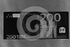 Two Hundred Euros. 200 Euro With One Note. 200 Euro.
