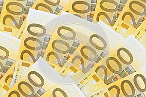 two hundreds euros banknotes background texture photo