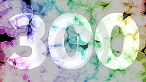 Two hundreds ninety nine to three hundreds points, level, rank fade in/out animation with color gradient moving bokeh background.