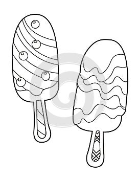 Two Iced Berry Ice Creams on a Stick coloring page