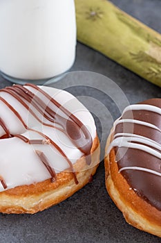 Two iced ring doughnut