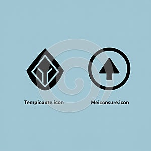Two icons on a light blue background. The left icon features a diamond shape with a
