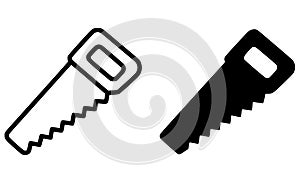 Saw illustration icon, outline and silhouette versions