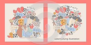 Two illustrations of cyberbullying