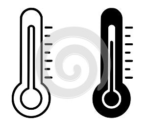 Thermometer Illustrations, Black and White, Outline and Silhouette Versions