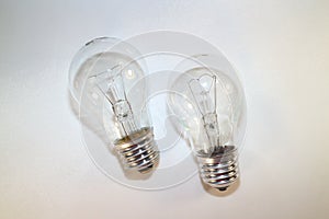 Two incandescent lamps close-up