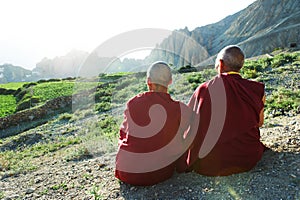 Two Indian tibetan monk lama