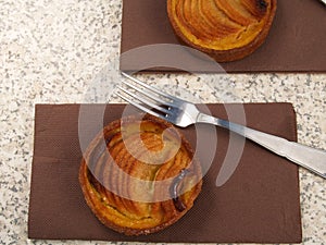 Two individual French apple tartes