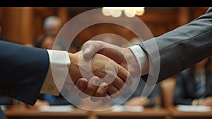 Two individuals shake hands as they come to an agreement on a new piece of legislation designed to combat terrorism and