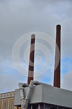 Two industrial chimneys