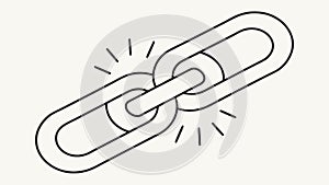 Two interconnected chain links illustration, vector design Generative AI
