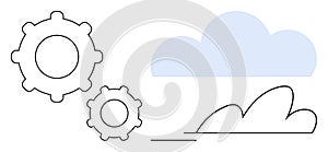 Cloud Technology Concept with Gears and Abstract Cloud Graphic