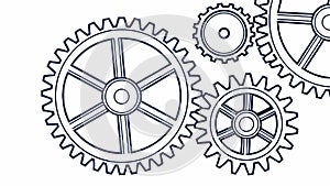 Two interlocking gear wheels. Teamwork and mechanics, vector design Generative AI