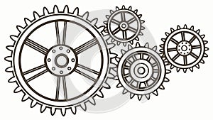 Two Interlocking Gears Outline Vector, vector design Generative AI