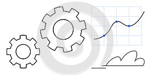 Gears and Growth Chart Representing Process Efficiency and Performance Progress