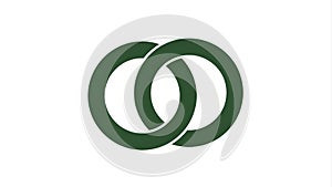Two Interlocking Green Rings on a White Background