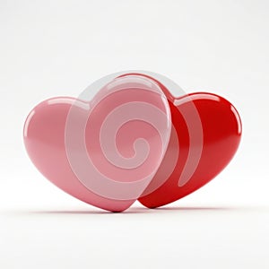 Two interlocking hearts isolated on white background