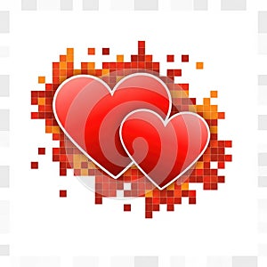 Two interlocking hearts isolated on white background