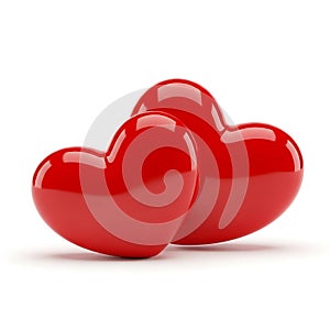 Two interlocking red hearts