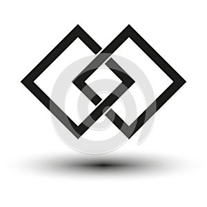 Two intersecting rhombuses. Vector illustration. EPS 10.