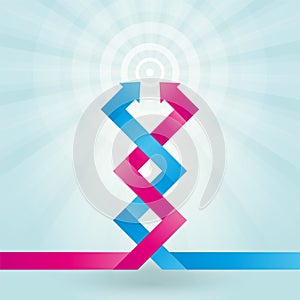 Two intertwined arrows