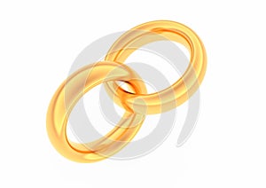 Two intertwined gold wedding rings.