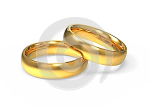 Two intertwined gold wedding rings.