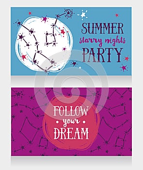 Two invitation cards for starry party
