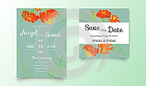 Two invitation cards for the wedding celebration