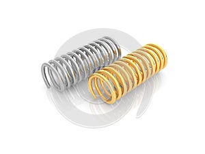 Two iron springs on a white background.