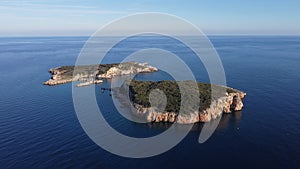 Two islands in the Mediterranean from a drone. Uc adalar islands. photo