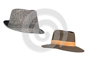Fedora hats on white photo