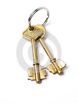 Two isolated gold keys photo