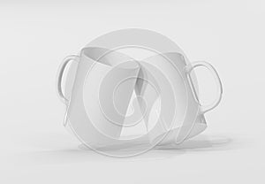 Two isolated mugs mockup on white. Blank coffee cups template. 3D rendering