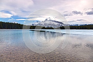 Two Jack Mountain Lake Scenic Landscape Banff National Park Canadian Rockies